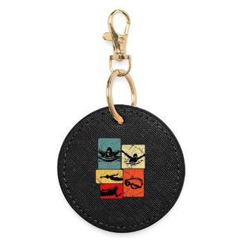 Motif de silhouettes de chars vintage - Porte-clés rond - noir - Devant