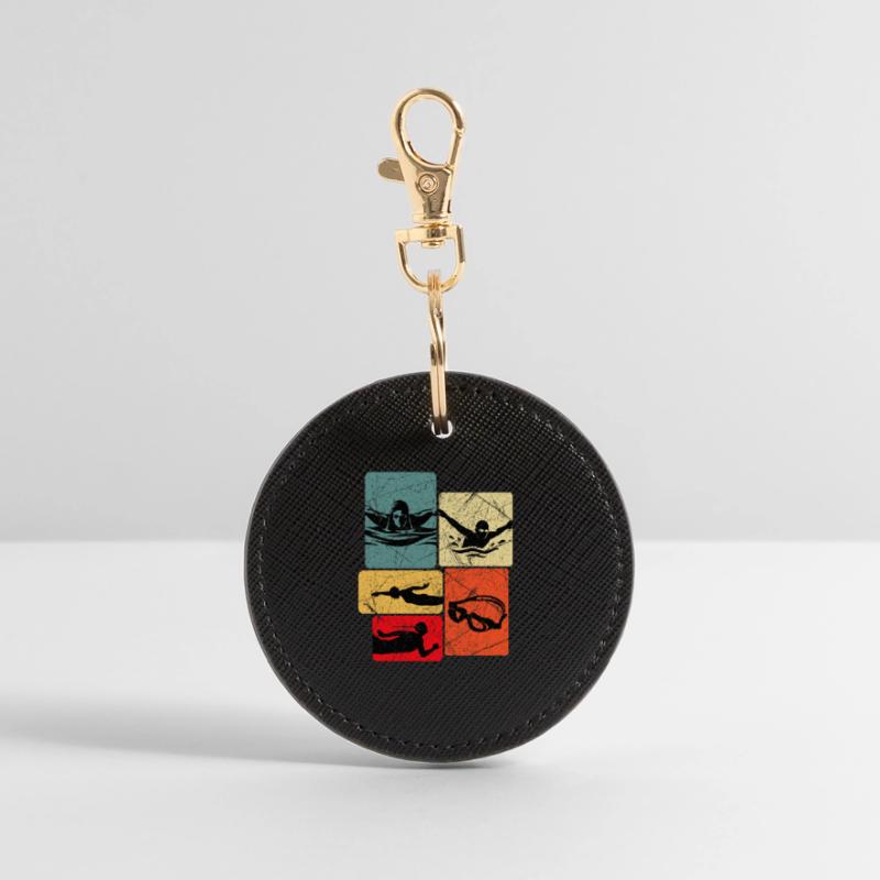Vintage Float Silhouettes Pattern Round Keyring