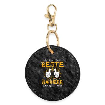 Builder Gift Idea - Round Keyring - black - Front