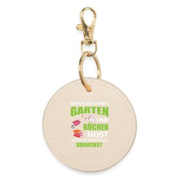 Garten Gärtner Bücherwurm Bücher Buch Pflanzen - Runder Schlüsselanhänger - Auster - Vorne