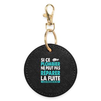 Idée Cadeau Métier Plombier Phrase Marrante - Porte-clés rond - noir - Devant