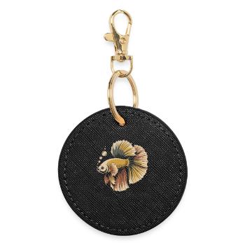 Magnificent Betta Fish Print - Round Keyring - black - Front