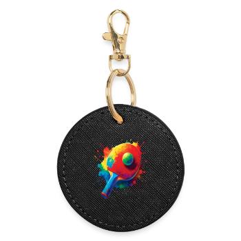 Tennis de Table - Design Sport Ping-Pong Splash - Porte-clés rond - noir - Devant