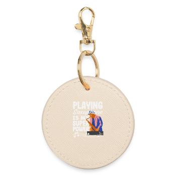 Jazz Saxophone Superpower Saxophonist - Round Keyring - oyster - Front
