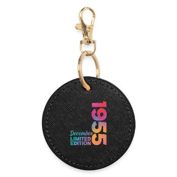 Anniversaire Décembre 1955 Né en Décembre Cadeau - Porte-clés rond - noir - Devant
