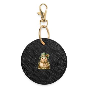 Winter Friend Snowman - Round Keyring - black - Front