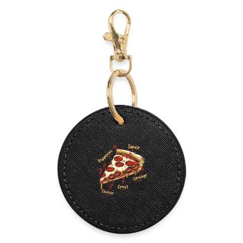 Pizza with Sausages Anatomy Of The Best Pizza - Round Keyring - black - Front