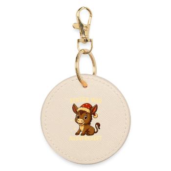 Reindeer was sold out Donkey Christmas - Round Keyring - oyster - Front