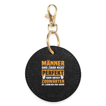 Funny zookeeper sayings - Round Keyring - black - Front