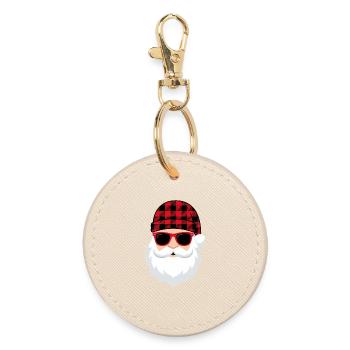 Humor Christmas Man Santa Claus - Round Keyring - oyster - Front