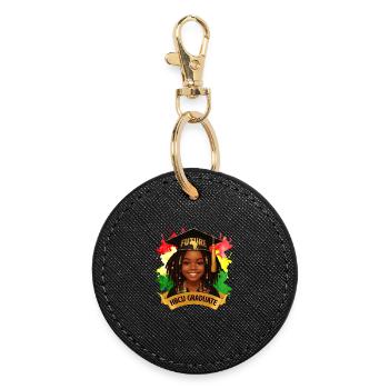 Future HBCU Graduate – Melanin Pride - Round Keyring - black - Front