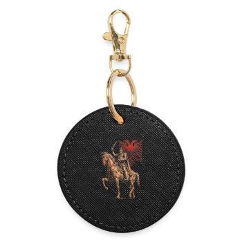 Albanian Skanderbeg Kosovo Designs for Albanians - Round Keyring - black - Front