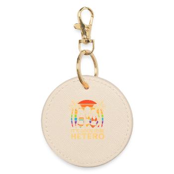 It's Good to Be Hetero Sunset Trio - Round Keyring - oyster - Front