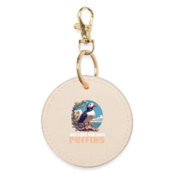 Puffin Papageientaucher - Runder Schlüsselanhänger - Auster - Vorne