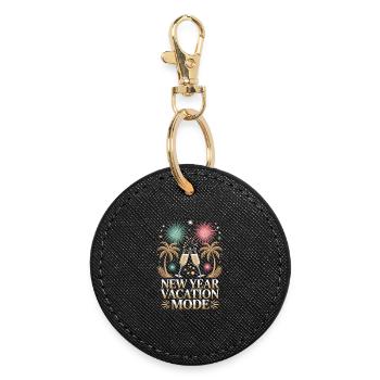 New Year Vacation Mode - Round Keyring - black - Front