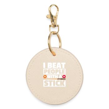 I beat people funny billiards billiard player - Round Keyring - oyster - Front