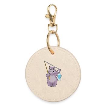 Pêche au poisson hippopotame pêcheur - Porte-clés rond - huître - Devant