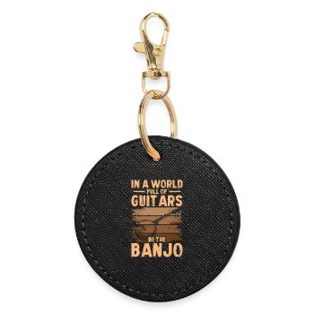 Be the banjo Country Bluegrass Banjo Player - Round Keyring - black - Front