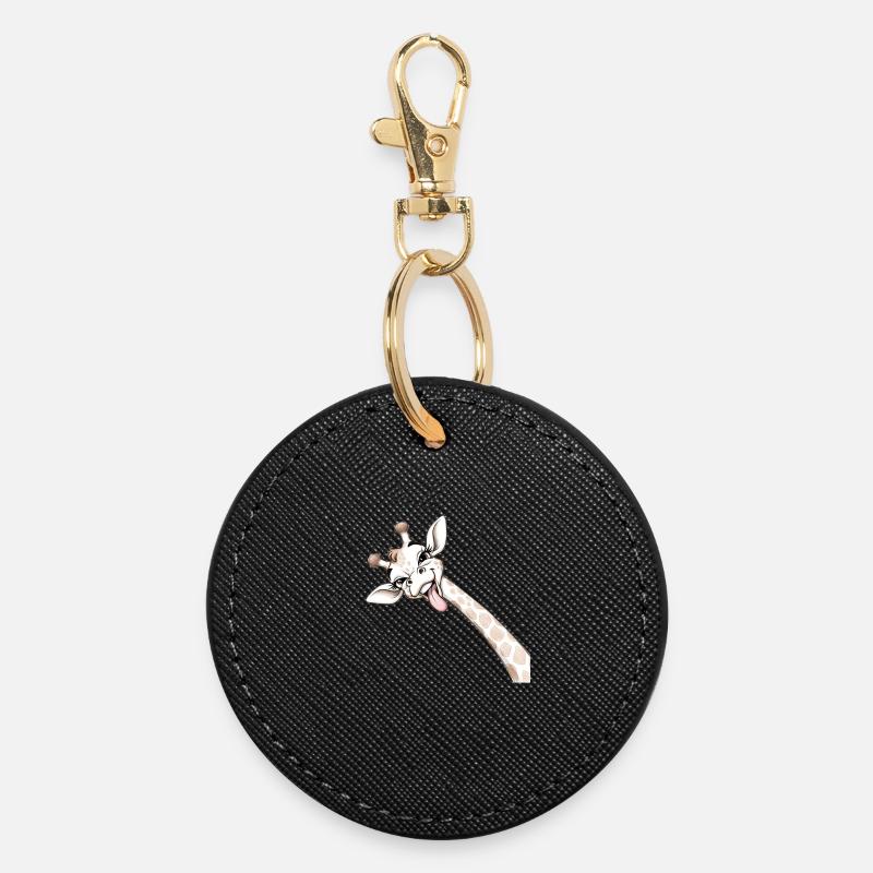 Girafe Joyeuse Langue Déployée - Porte-clés rond - noir