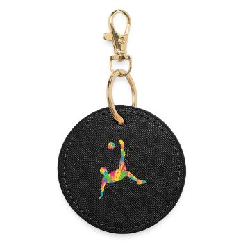 Soccer colorful Soccer Men Kids Soccer - Round Keyring - black - Front