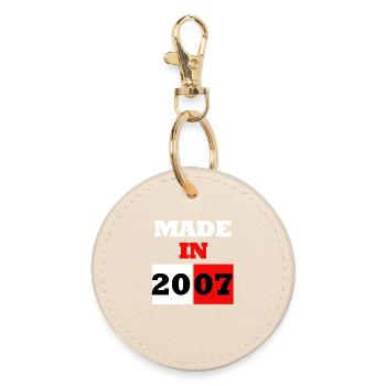 Made In 2007 Anniversary - Round Keyring - oyster - Front