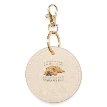 Shar Pei Dogs Humor Saying Gift Idea - Round Keyring - oyster - Front