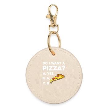 Pizza Question: Yes or No - Round Keyring - oyster - Front
