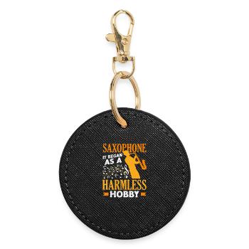 Saxophone It started as a hobby Funny saxophonist - Round Keyring - black - Front