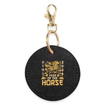 Year Of Horse Chinese Zodiac Lunar New Year - Round Keyring - black - Front