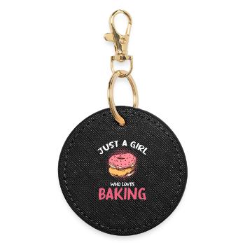 Juste une fille qui adore la pâtisserie - Porte-clés rond - noir - Devant