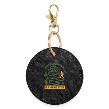 Forest Walk Overthinker Mental Reset - Round Keyring - black - Front