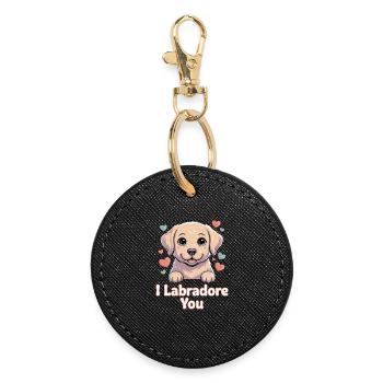 Graphique du chiot labrador amoureux - Porte-clés rond - noir - Devant