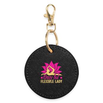 Yoga Folle Mais Flexible Femme Drôle Yoga - Porte-clés rond - noir - Devant