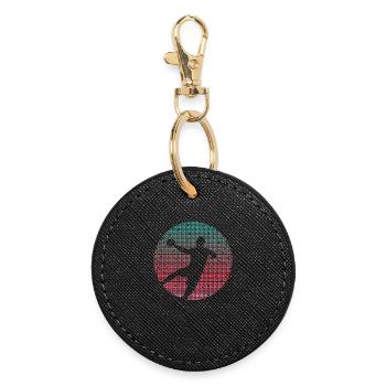 Handballspieler Retro Handballer Herren Handball - Runder Schlüsselanhänger - Schwarz - Vorne