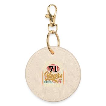 71st Birthday Vintage retro - Round Keyring - oyster - Front