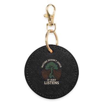 Forest Walk Overthinker Mental Reset - Round Keyring - black - Front