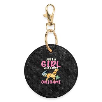 Only one girl loves origami - Round Keyring - black - Front