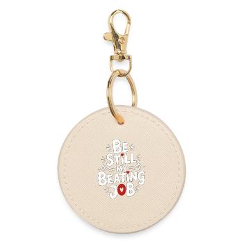 Cardiac Tech Be Still My Beating Job Cath Lab Tech - Round Keyring - oyster - Front