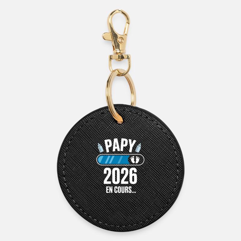 Papy 2026 En Cours Annonce Grossesse Future Papa - Porte-clés rond - noir