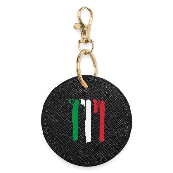 Drapeau italien - Porte-clés rond - noir - Devant