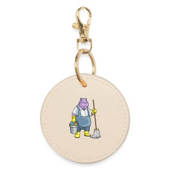 Hippopotamus Easter Cleaning - Round Keyring - oyster - Front
