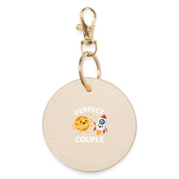 Perfect Couple: Cute Planet and Rocket Adventure - Runder Schlüsselanhänger - Auster - Vorne