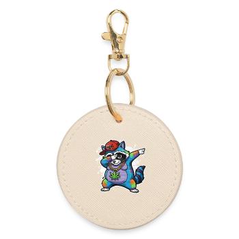 Dabbing Raccoon Graffiti Style Hip-Hop - Round Keyring - oyster - Front