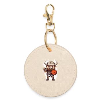 Dessin animé du Guerrier du basketball viking - Porte-clés rond - huître - Devant