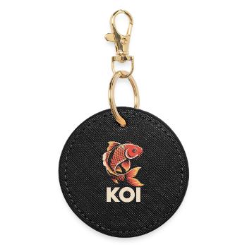 Koi Carp Fish - Round Keyring - black - Front