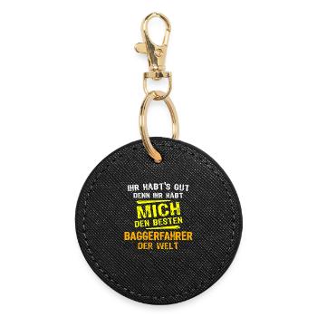 Cadeau pour conducteur d’excavatrice - Porte-clés rond - noir - Devant