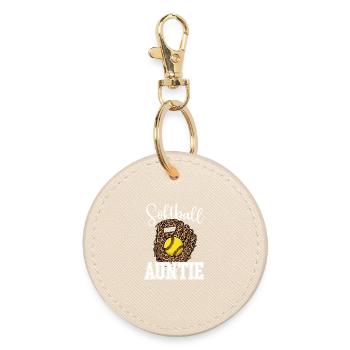 Softball-Tante, stolze Familienunterstützer-Geschenkidee, Idee - Runder Schlüsselanhänger - Auster - Vorne