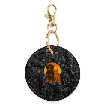 Rottweiler Katze - Runder Schlüsselanhänger - Schwarz - Vorne