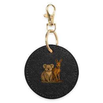 Koala et kangourou - Porte-clés rond - noir - Devant