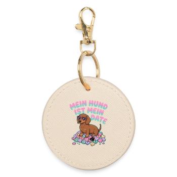 Mein Hund Ist Mein Date Funny German Valentine - Runder Schlüsselanhänger - Auster - Vorne